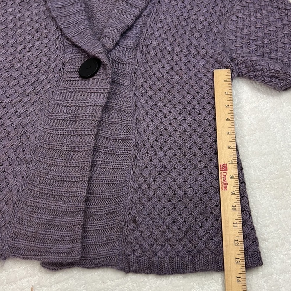 Kensie alpaca blend purple cardigan single button closure short sleeve V-neck S - Picture 8 of 9